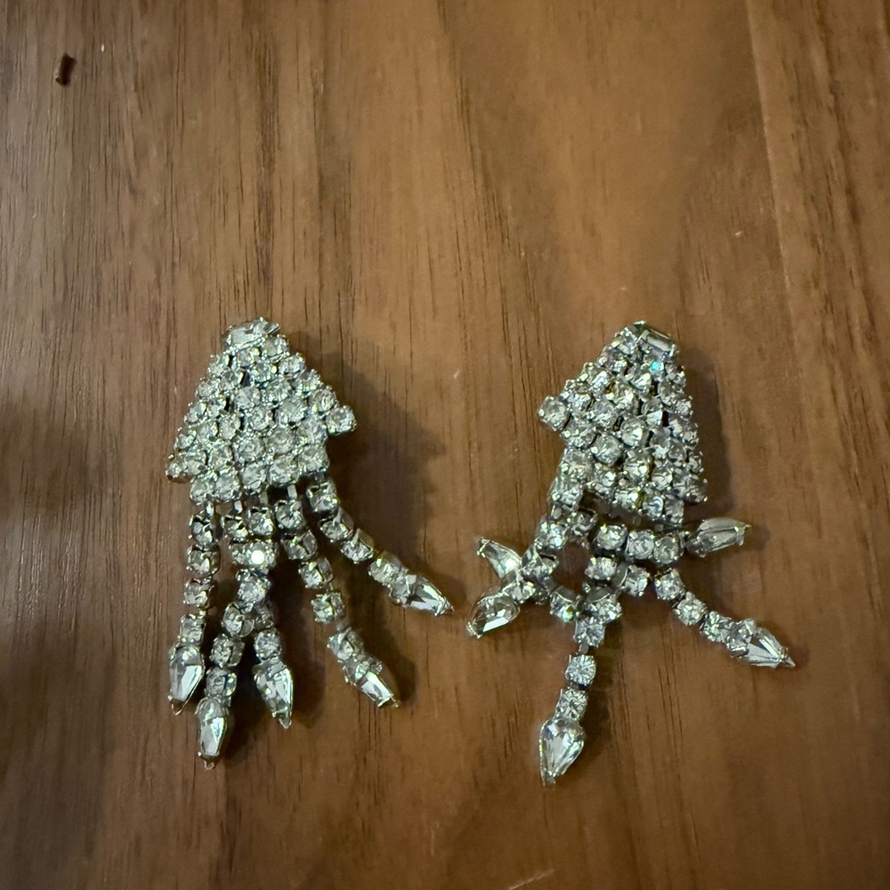 Vintage Chandelier Earrings with Clear Stones